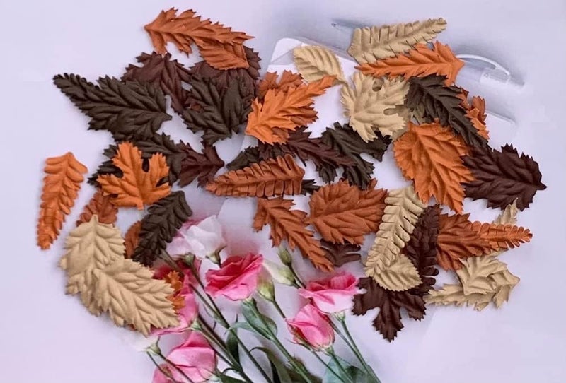 RATREE 888 Artificial Leaves 50 Pcs Handmade Mulberry Paper Leaves Scrapbook Craft Card DIY Craft, Bouquets, Scrapbooks, Decorations, Greeting Cards. (Mixed Leaves Brown Tone) - Image 3